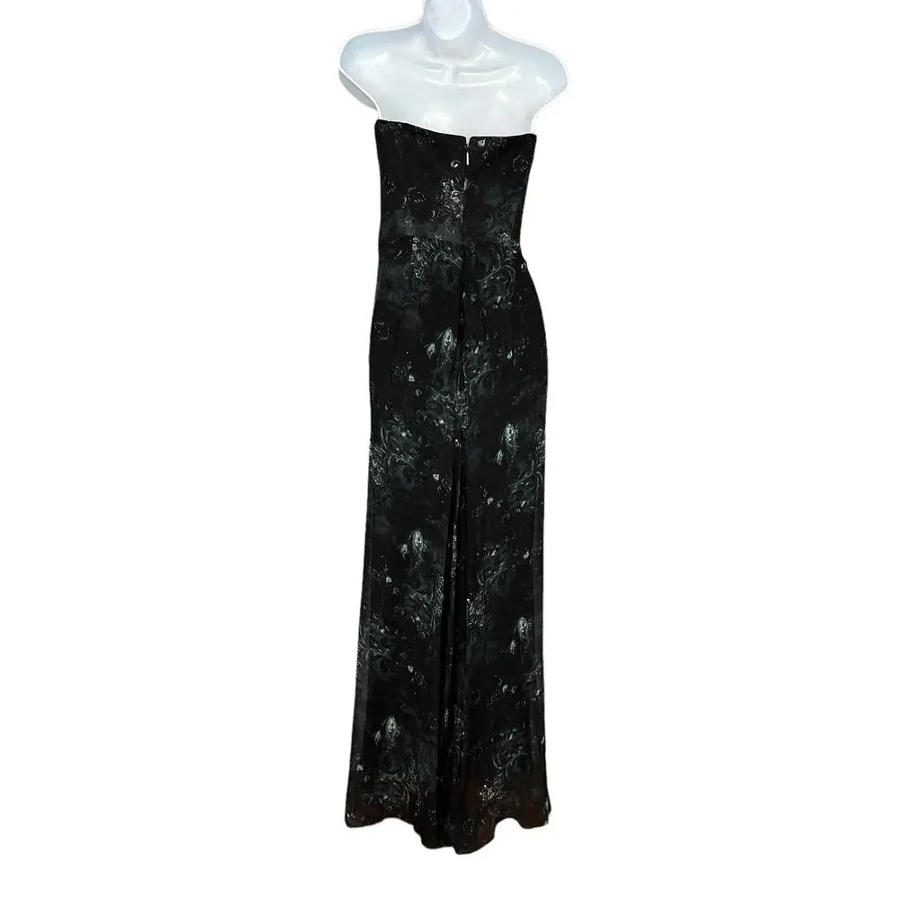 Haute Hippie Black Cocktail Jumpsuit Size 8 Silk Chiffon Bustier Designer Y2K - Picture 7 of 8
